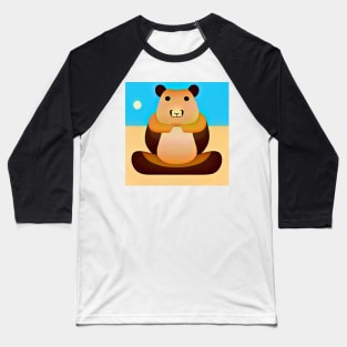 Capybara Bear Zen Monk Vector Illustration sitting in meditation Baseball T-Shirt